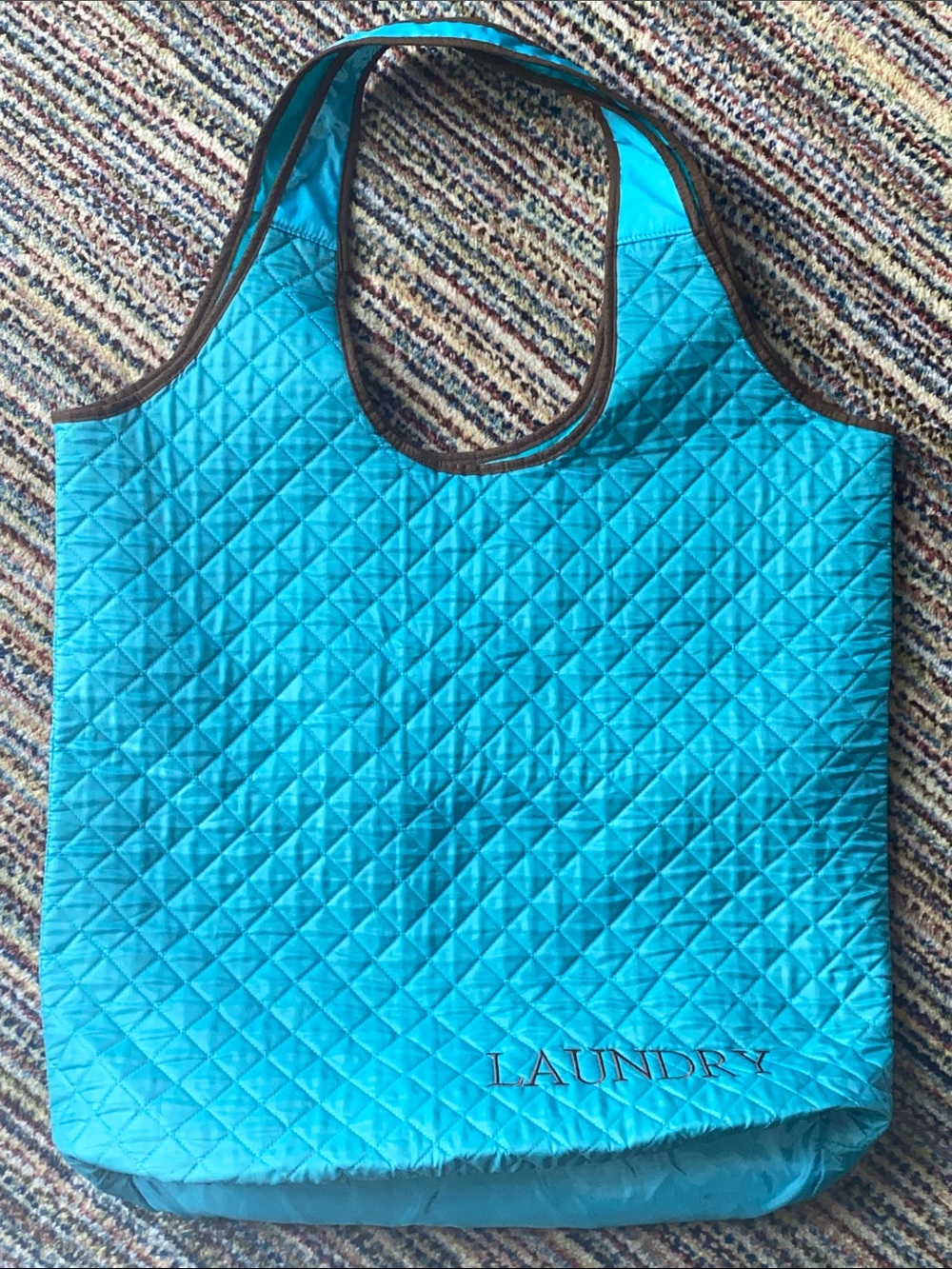 Quilted Teal Laundry Tote Bag - Dorm